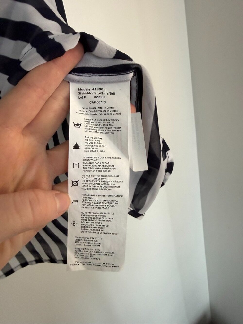 $90 Retail – Joseph Ribkoff Black White Sheer Stripe Blouse Career Chic Top - Picture 5 of 7